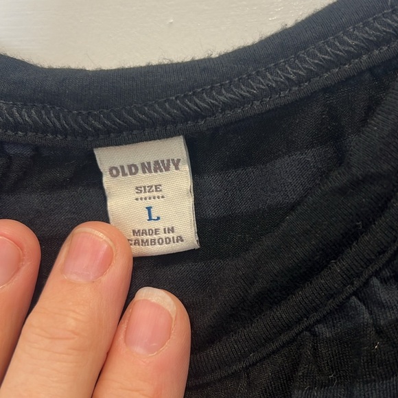 Old Navy Black and grey striped Tiered Ruffled Dress size large. - Picture 4 of 6